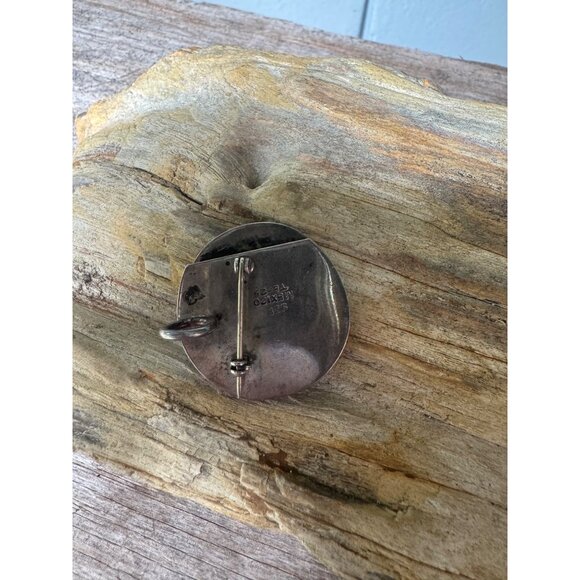 Vintage Mexican Sterling Silver 925 Moon and Stars Brooch Pendant With Black Ony - Picture 4 of 5